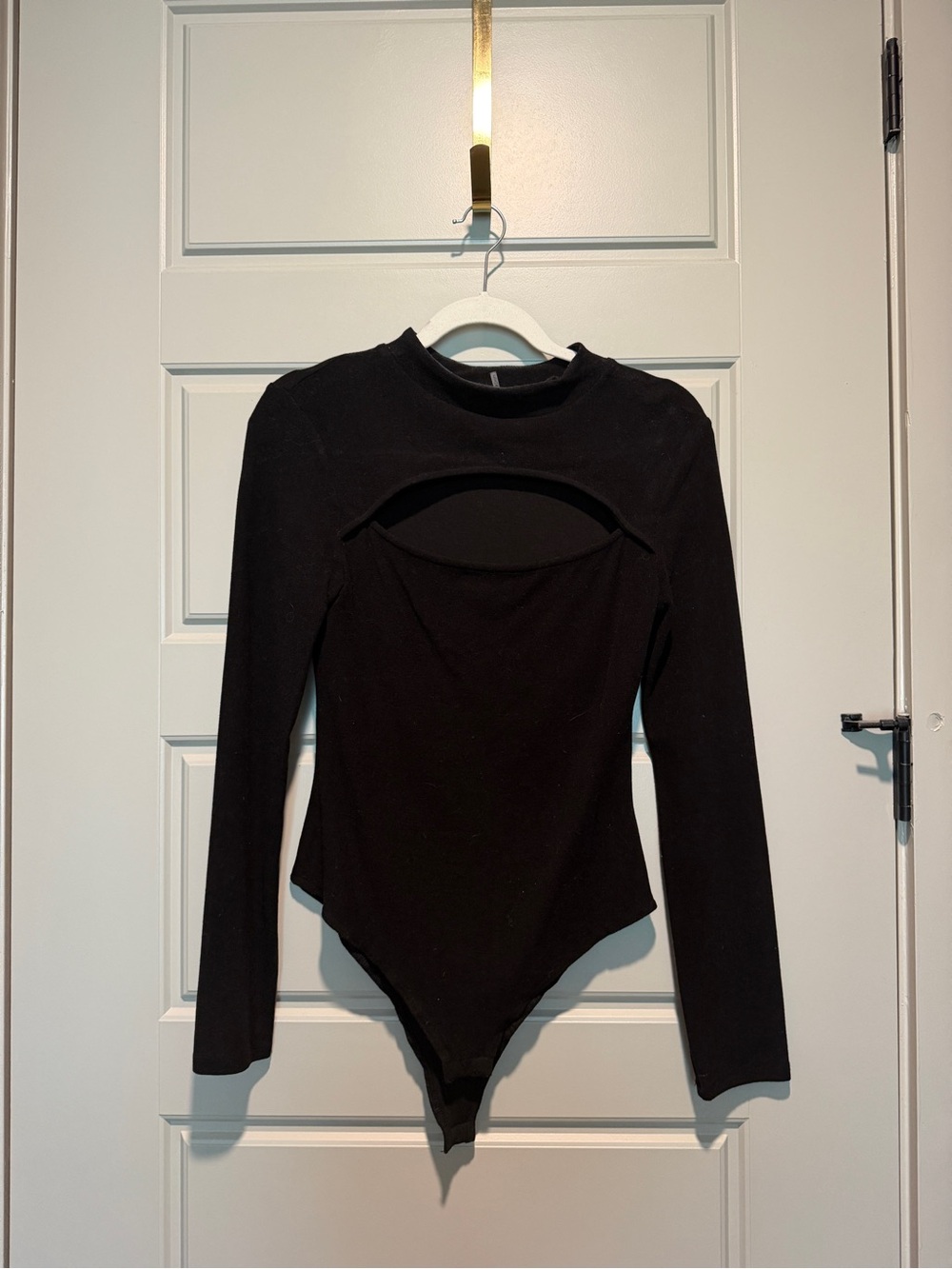 glam Black Long Sleeve Cutout Bodysuit